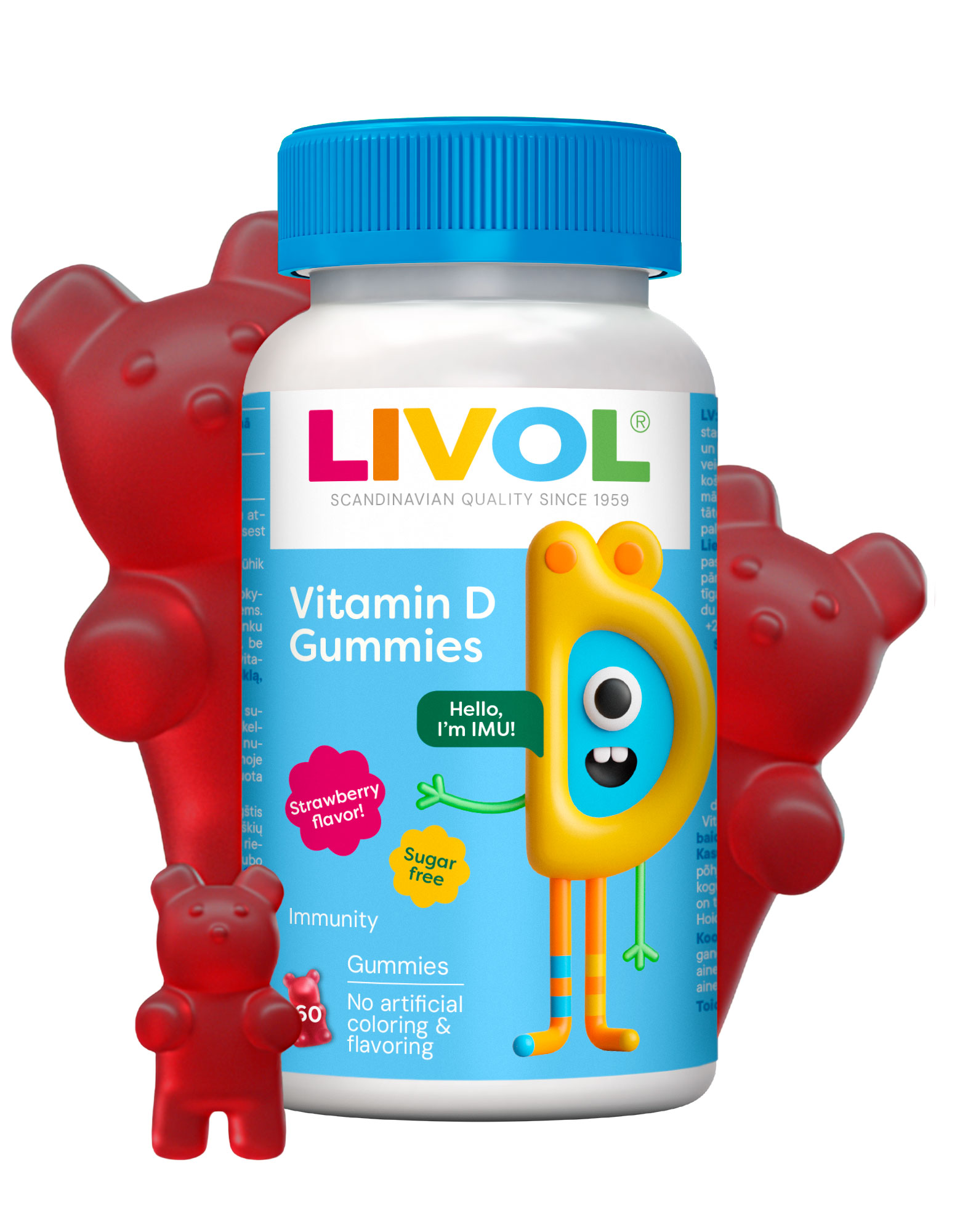LIVOL vitamino D3 guminukai, 60 gum.